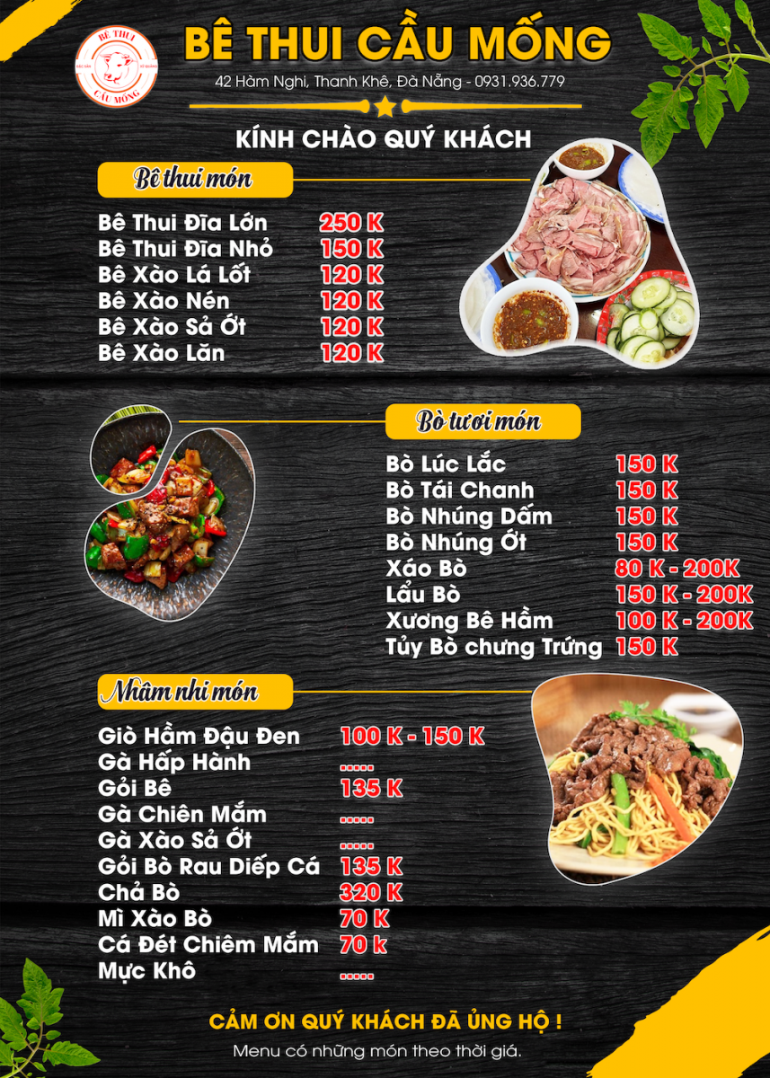 menu be thui 42 ham nghi